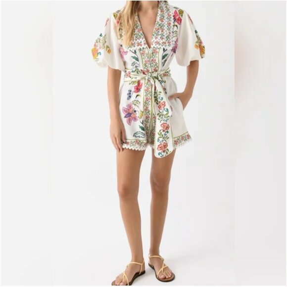 Farm Rio Insects Linen Blend Side Pockets Romper size XL - Picture 2 of 8